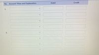 No. Account Titles and Explanation
Debit
Credit
1.
2.
