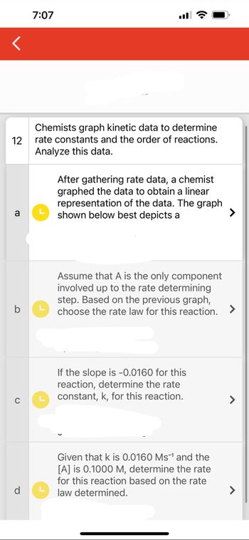 Answered 12 a b Chemists graph kinetic data to bartleby