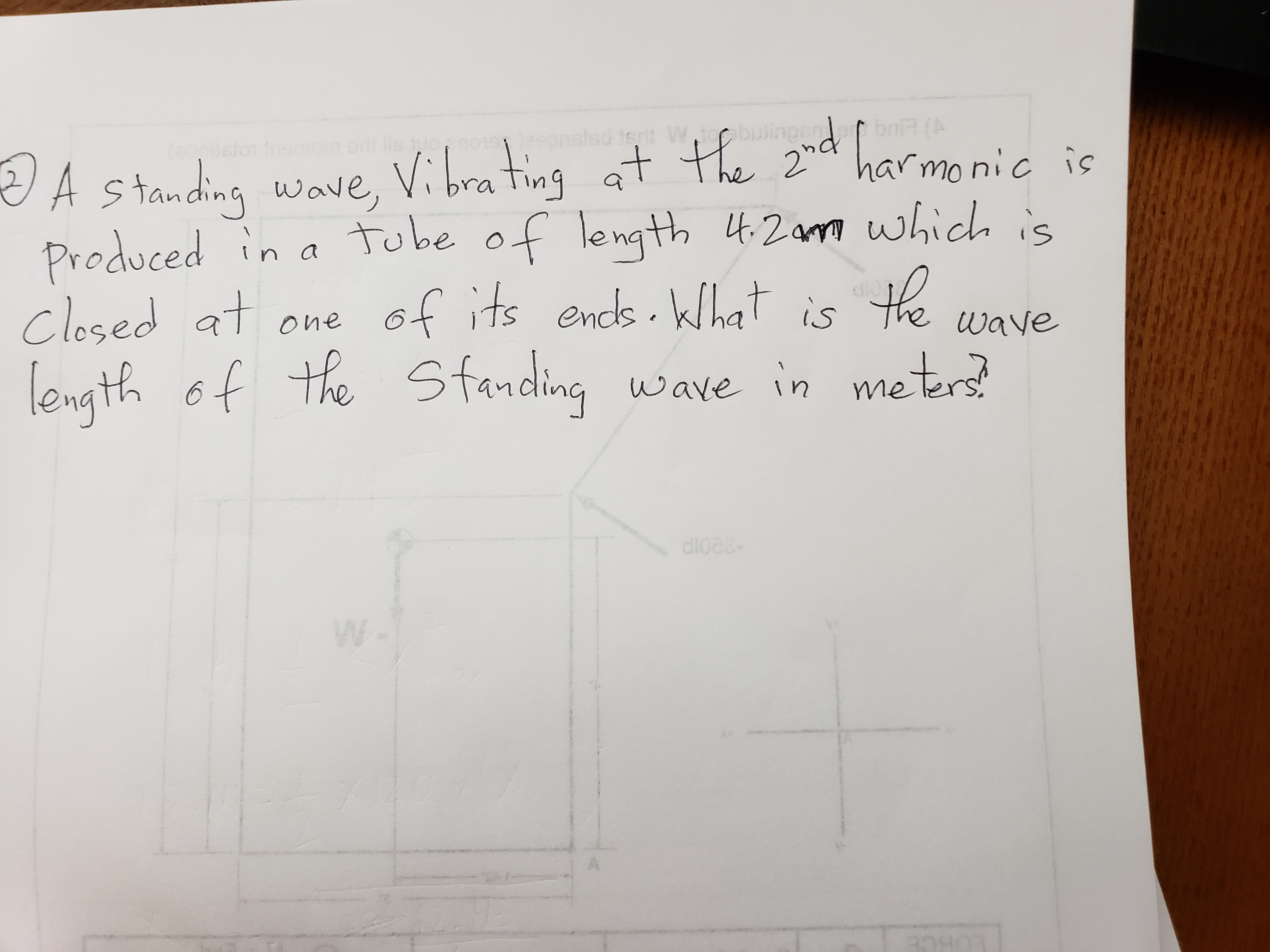 **Question:**

A standing wave vibrating at the 2nd harmonic is produced in a tube of length 42 cm which is closed at one of its ends. What is the wave length of the standing wave in meters?

**Explanation:**

For a tube closed at one end, the second harmonic (also known as the first overtone) forms with a pattern similar to 3/4 of the wavelength fitting into the length of the tube. Therefore, the length of the tube \( L \) is equal to \( \frac{3}{4} \lambda \), where \( \lambda \) is the wavelength.

Given:
- Length of the tube \( L = 42 \) cm = \( 0.42 \) meters

To find the wavelength \( \lambda \), use the relationship:
\[ \frac{3}{4} \lambda = L \]

Rearrange to solve for \( \lambda \):
\[ \lambda = \frac{4}{3} L \]

Substituting the given length:
\[ \lambda = \frac{4}{3} \times 0.42 \]
\[ \lambda = 0.56 \text{ meters} \]

Therefore, the wavelength of the standing wave is 0.56 meters.