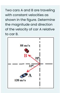 Answered: Two Cars A And B Are Traveling With… | Bartleby