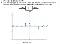 a. Draw x[n+1], x[1-n], 2x[2n+1]
b. Find the output y[n] by convolution if input x[n] in Figure 1 is applied to the below LTI
system H where impulse response is h[n]=u[n+1]-u[n-2]-ô[n-1]. Draw y[n].
x[n]
y[n]
H
X[n]
4
2
1
-4
00
1
-3
-2
-1
-2
-3
-4
Figure 1: x[n]
3.
2.
LO
3.
