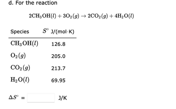 Answered d. For the reaction 2CH3OH 1 302 g bartleby