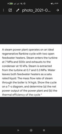 Answered: A Steam Power Plant Operates On An… | Bartleby