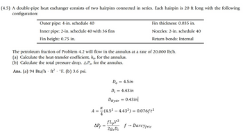 Answered: A double-pipe heat exchanger consists… | bartleby