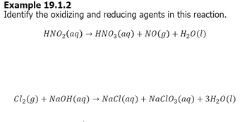 Answered: Example 19.1.2 Identify the oxidizing… | bartleby