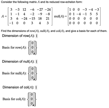 Answered Consider the following matrix A and its bartleby