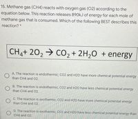 Methane reacting deals with oxygen