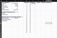 B
G
Loan Information
Beg Balance
$ 75,000.00
1
Payment #
Interest
Principal End Balance
$ 75,000.00
2 Loan (PV)
3 APR
4 Monthly Rate
5 Years for Loan
6 NPER
7 Monthly Payment
5.00%
2
2$
0.42%
3
4
24
72
24
$1,207.87
6
2$
8
7
9 Cumulative Totals after Year 2
10 Interest
11 Principal Paid
8
10
$
12
11
13 What if the goal is $1,150 monthly payment?
14 Monthly Payment
15 Monthly Rate Needed
16 APR Needed
12
24
1,150.00
13
24
14
24
15
$
24
24
17
16
18
17
19
18
20
19
2$
21
20
$
22
21
24
23
22
24
23
2$
25
24
%24
26
27
28
29
20
%24
