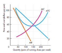 호100
MC
ATC
80
60
40
20
MR
50
100
150
200
Quantity (pairs of running shoes per week)
Price and cost (dollars per pair)
