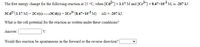 The free energy change for the following reaction at 25 °C, when [Cd2*] = 1.17 M and [Cr+] = 8.47x10-3 M, is -207 kJ:
3ca**(1.17 M) + 2Cr(s)3Cd(s) + 2Cr³+(8.47x103 M) AG = -207 kJ
What is the cell potential for the reaction as written under these conditions?
Answer:
V
Would this reaction be spontaneous in the forward or the reverse direction?
