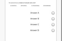 The reaction between an Alcohol and Carboxylic Acid is called?
(A) Hydrolysis
(B) Hydration
(C) Polymerisation
(D) Esterification
Answer A
Answer B
Answer C
Answer D
