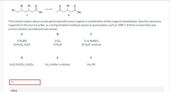 Answered: Br بد - نبد Br Ph 1 1) R2BH 2) H2O2,… | bartleby