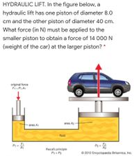 Answered: HYDRAULIC LIFT. In the figure below, a… | bartleby