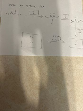 Complete
the following scheme
13
2
00
?
1. LDA
2. 101
(CH,) NH
DCC
2