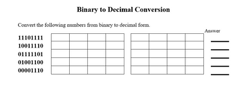 Answered: Binary to Decimal Conversion Convert… | bartleby