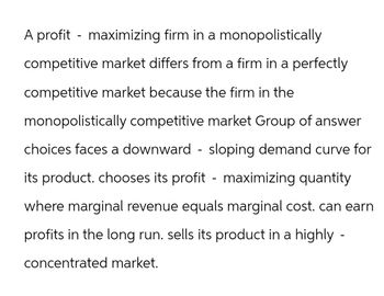 Answered: A Profit - Maximizing Firm In A… | Bartleby