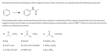 Answered: Starting with benzene and using any… | bartleby