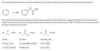 Answered: Starting with benzene and using any… | bartleby