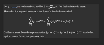 Answered: = Let y1, . . . , yn real numbers, and… | bartleby