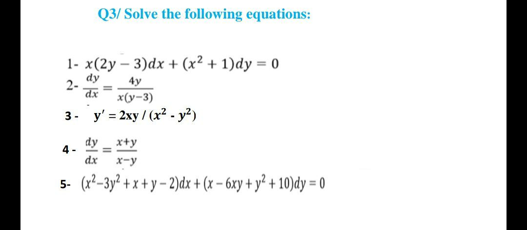 Answered Q3 Solve The Following Equations 1 Bartleby