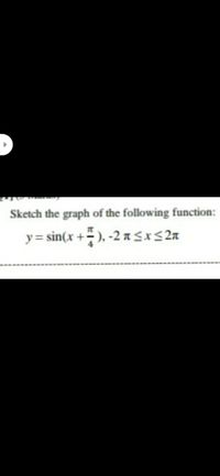 Sketch the graph of the following function:
y = sin(x +), -2 asx<2n
