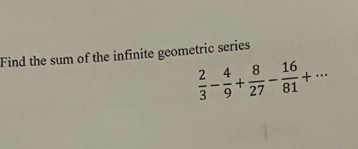 Answered: Find the sum of the infinite geometric… | bartleby