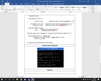 CCS122_exer_pointer [Read-Only] [Compatibility Mode] - Word
Ace Jan C. Lape
File
Home
Insert
Design
Layout
References
Mailings
Review
View
Help
O Tell me what you want to do
& Share
X Cut
P Find -
Arial
- 11
A A Aa -
AABBCCL AABBC AaBbCc[ AaBbCcl AaBbCcD AaBbC
akc Replace
A Select -
EE Copy
BIU - abe x, x²
A - aly
Paste
- A-
Emphasis Heading 1 1 Normal
Strong
Subtitle
Title
Format Painter
Clipboard
Font
Paragraph
Styles
Editing
Example I/O layout:
Enter radius of a circle: 5.0
Area of a circle:
*output the result in function areaCirc(int *, int *)
*/
Circumference of a circle: *output the result in function circumCircle(int *, int *) */
Diameter of a circle: *output the result in function diamCirclint *, int *) *i
Enter two numbers to swap:
a=6
b= 10
*example user inputted valu for a*/
* example inputted value for b */
Their swap values are a = 10 and b=5 /*output the result of function swap(int *,int *) */
Enter an integer value: 10 <sample input>
The value 10 is an EVEN number. Il samle output if x is even
CUBE of 10 is 1000
4. Compress and submit the folder with the project.
Sample Output if Applicable
CA Z:\CCS122-1\L13FBC~1\EXER13.EXE
Enter radius of a circle: 45
Area of a circle: 6361.74
Circumference of a circle: 282.74
Diameter of a circle: 90
Enter two numbers to swap: 100 250
a = 100
b = 250
Their swap values are a=250 and b=100
Enter an integer value: 69
The value 69 is an ODD number.
Square of 69 is 4761
Remarks
Page 2 of 2
425 words
DE English (United States)
+ 100%
10:16 pm
J 4) ENG
05/04/2022
近
