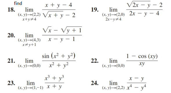 Answered Find X Y 4 V2r Y 2 18 Lim X Bartleby