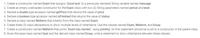 1. Create a constructor named Exam that assigns "Good luck" to a previously declared String variable named message.
2. Create an empty overloaded constructor for the Exam class with two (2) String parameters named period and level.
3. Declare a double-type accessor named getPrice that returns the value of price.
4. Declare a boolean-type accessor named isFinished that returns the value of status.
5. Declare a class named Midterm that inherits from the class named Exam.
6. Create three (3) class declarations to show multiple levels of inheritance. Use the classes named Exam, Midterm, and Essay.
7. Create a constructor named Midterm that prints "Exam has started." using println(). Its first statement should be a call to a constructor in the parent class.
8. Given the base class named Quiz and the derived class named Essay, write a statement to show inheritance between these classes.
