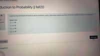 ning System (Academic)
duction to Probability || fall20
A person has 8 friends of whom 5 will be invited to a party. How many choices are there if 2 of the friends will attend only together?
ed
Select one:
out of
O a. 26
Ob. 15
О с. 30
n
O d. 35
Next page
ous page
avigation
