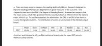 4. There are many ways to measure the reading ability of children. Research designed to
improve reading performance is dependent on good measures of the outcome. One
frequently used test is the DRP, the Degree of Reading Power. A researcher suspects that
the mean score µ of all third-graders in Henrico County Schools is different from the national
mean, which is 32. To test her suspicion, she administers the DRP to an SRS of 44 Henrico
County third-grade students. The distribution of scores is summarized in the Minitab output
below.
Stdev
SeMean
Min
Q1
Median
Q3
44.00
Mean
Мах
DRP
35.09
11.19
1.69
14.00
26.00
35.00
54.00
Construct and interpret a 98% confidence interval to estimate the mean DRP score in
Henrico County Schools.
