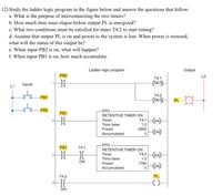 Answered: 12) Study the ladder logic program in… | bartleby