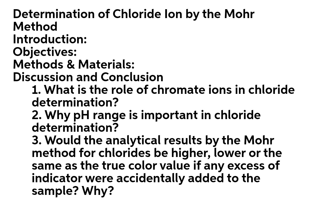 determination of chloride by gravimetric analysis