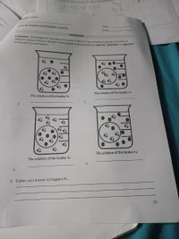 different concentrations. Identify if the solutions in the beakers are Isotonic, hypertonic or hypotonic
munh would zalra makeLhar clienr's style took 4 hours
Directions: The diagrams that follow show cells of different concentrations placed in beakers of
y-15(42+50
ame:
L6-8h Science: Cell Transport: Tonicity
Date:
Team:
HOMEWORK
to the cell's concentration.
The solution of the beaker is:
The solution of the beaker is:
2.
1.
The solution of the beaker is:
The solution of the beaker is:
4.
3.
5. Explain your answer to Diagram #1.
11
