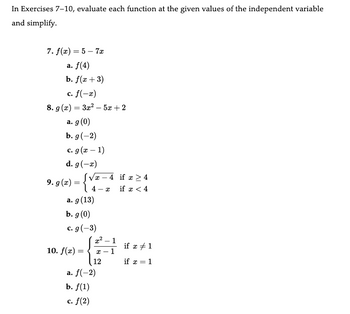 Answered: In Exercises 7-10, Evaluate Each… | Bartleby