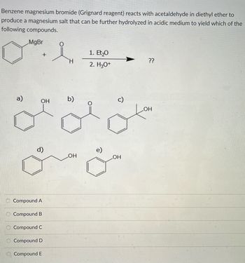 Answered: Benzene magnesium bromide (Grignard… | bartleby