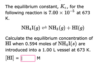 Answered: The equilibrium constant, Kc, for the… | bartleby