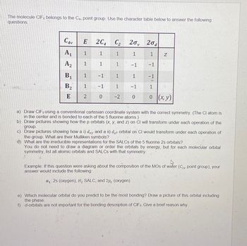 Answered: The molecule CIF, belongs to the C4, point group. Use the ...