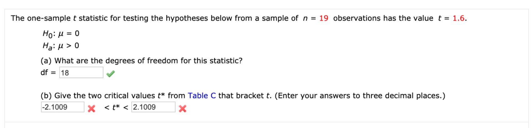 Answered The One Sample T Statistic For Testing Bartleby 7733