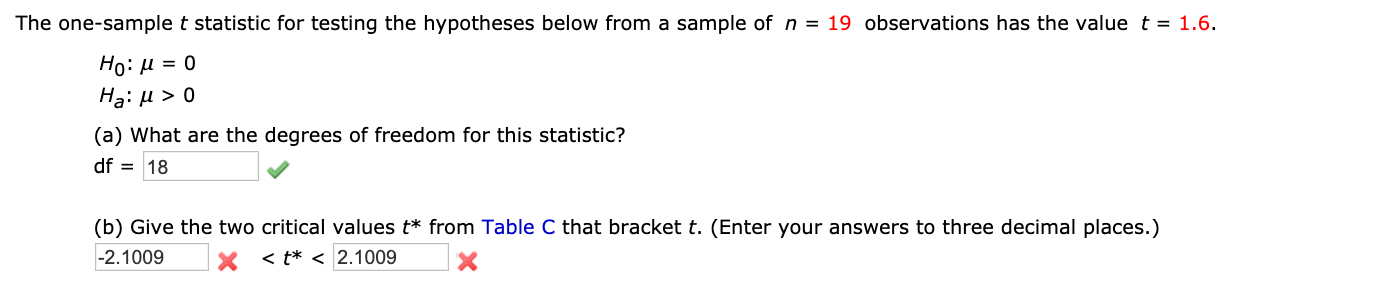 Answered The One Sample T Statistic For Testing Bartleby 1431