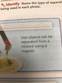 Iron objects can be
separated from a
mixture using
magnet.
