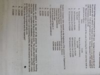 CUst A
Normal spoilage was computed to be 2,000 units. Spoilage is discovered at the end of
the process and is debited to Finished Goods Inventory, it is not spread over good
units produced. Costs per equivalent unit were: Prior department P 3.00; Materials P
2.00; Conversion costs P4.00.
10. The journal entry to remove all the costs of spoiling the 2,000 units from work in
process is as follows:
Debit
Credit
a. Finished Goods Inventory
for P6,000
Work in Process Inventory
for 6,000
b. WP Inventory for P6,000
C. FG Inventory for P12,000
d. FG Inventory for P18,000
FG Inventory for P6,000
WP Inventory for P12,000
WP Inventory for P18,000
Stockton Company adds materials at the beginning of the process in Department M.
Data concerning materials used in March production are as follows:
Started during March
Completed and transferred
Normal spoilage
Work in process at March 31
11. The equivalent units for materials are:
a. 50,000
b. 34,000
50,000 units
36,000 units
4,000.units
10,000 units
C. 40,000
d. 46,000
Materials are added at the start of the process in Cesar company's blending
department, the first stage of the production cycle. The units started during the month
were 210,000. Completed and transferred, 110,000 and in process, end (50% comp)
were 70,000:Under Cesar's cost accounting system, the costs incurred on the lost units
are absorbed by the completed units only.
12. What are the equivalent units for materials?
a. 120,000
b. 145,000
C: 180,000
d. 210,000
