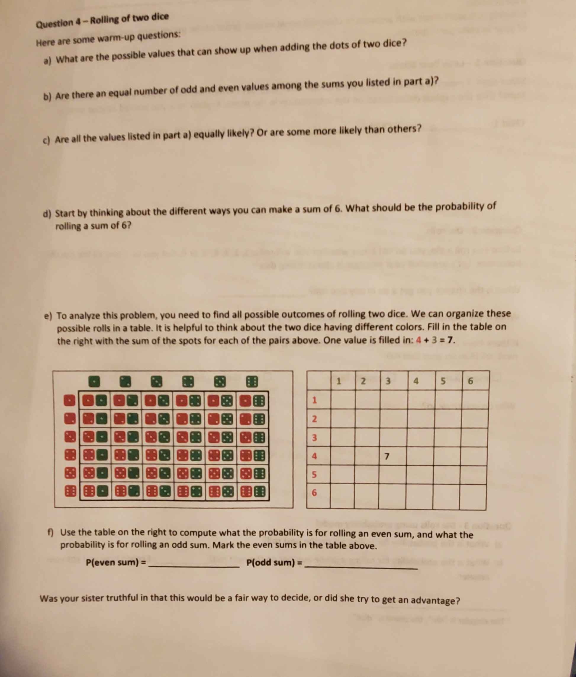 Answered: Question 4-Rolling Of Two Dice Here Are… | Bartleby