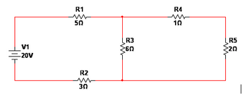 V1
=20V
R1
w
50
R2
w
30
w
R3
60
R4
м
10
R5
20