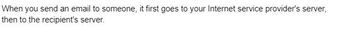 When you send an email to someone, it first goes to your Internet service provider's server,
then to the recipient's server.