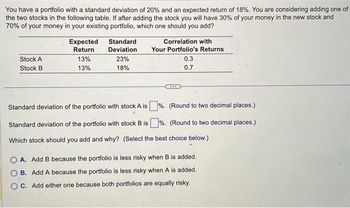 Answered: You Have A Portfolio With A Standard… | Bartleby