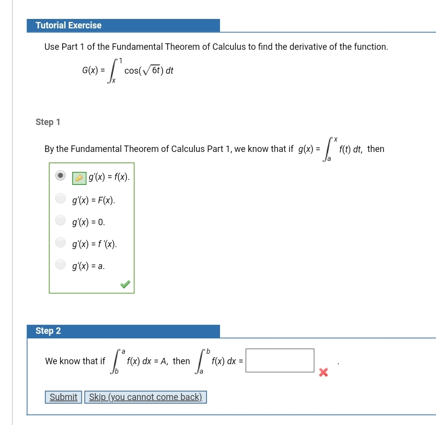 Answered Use Part 1 Of The Fundamental Theorem Bartleby 6961