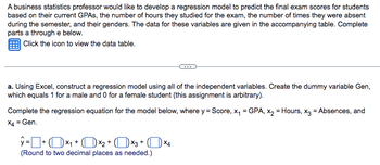 Answered: A. Using Excel, Construct A Regression… | Bartleby