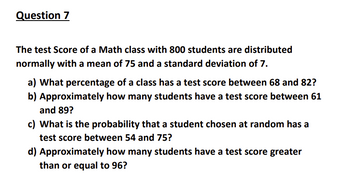 Answered: The test Score of a Math class with 800… | bartleby