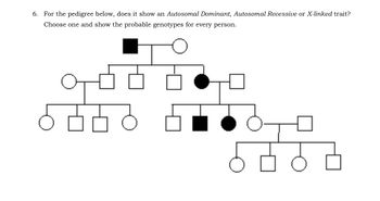 Answered: 6. For the pedigree below, does it show… | bartleby